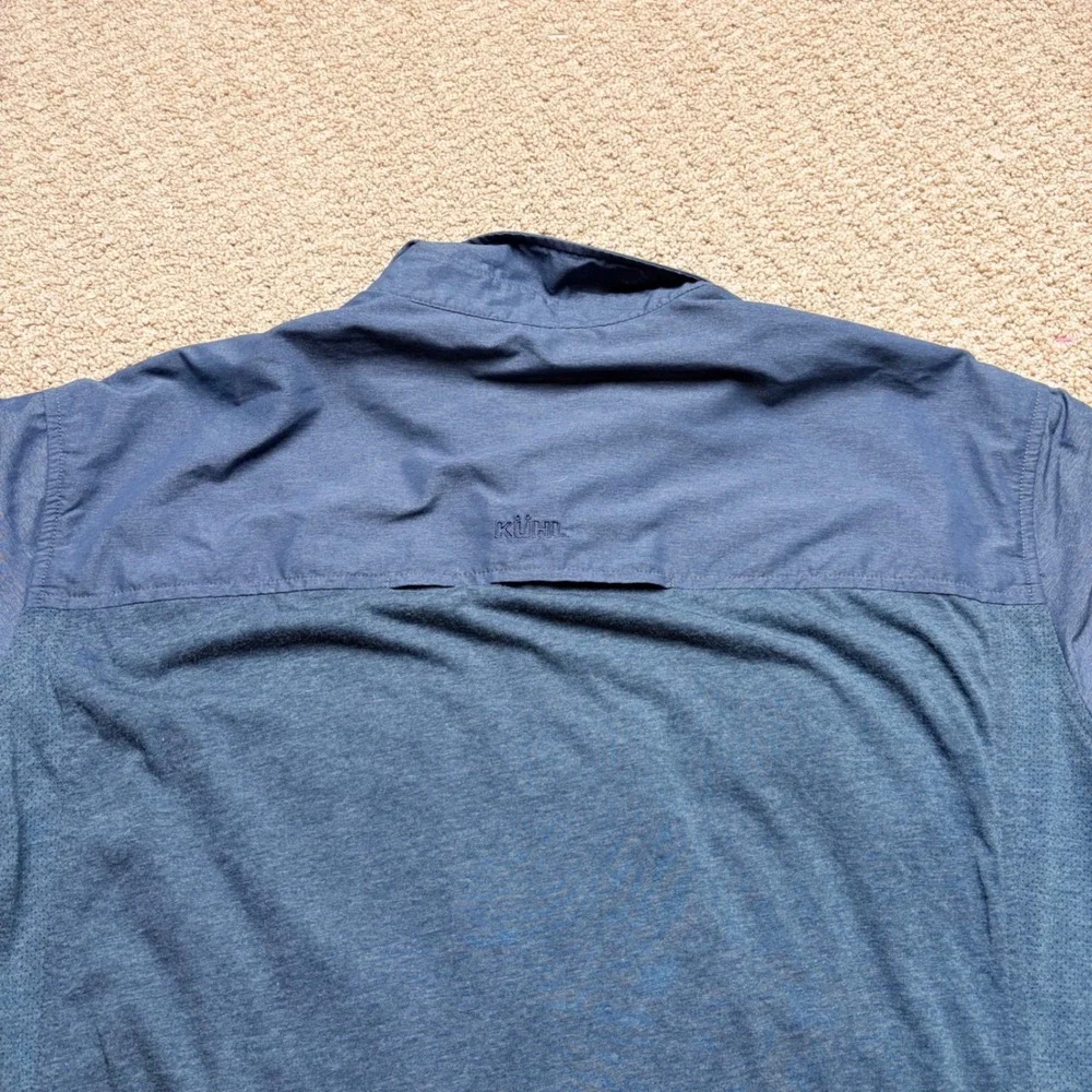 Kuhl Mens XL Blue Short Sleeve Button Down Shirt Silver Oak Hiking Technical